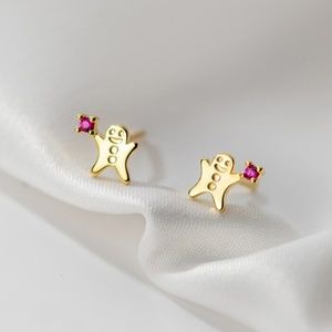 Trendy Jewels Gold and Ruby Gingerbread/Ghost/Little People Earrings